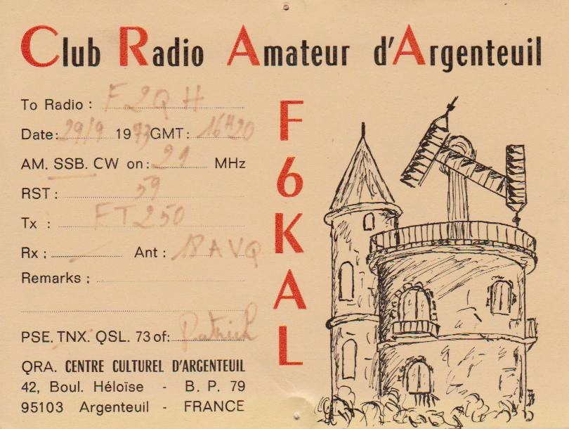 F6KAL carte QSL